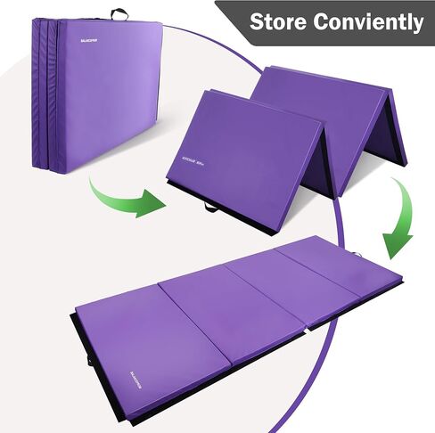 Folding Exercise Gymnastics Aerobics Mat, 4'x8'x2" Gym Workout Mat with Handles High-Density Anti-Tear Portable Fitness Mats for Home Gym Yoga Pilates Tumbling MMA Core Training, Multiple Colors in Saudi Arabia