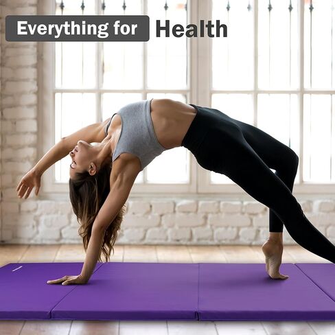 Folding Exercise Gymnastics Aerobics Mat, 4'x8'x2" Gym Workout Mat with Handles High-Density Anti-Tear Portable Fitness Mats for Home Gym Yoga Pilates Tumbling MMA Core Training, Multiple Colors in Saudi Arabia