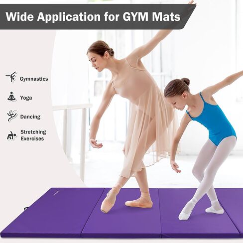 Folding Exercise Gymnastics Aerobics Mat, 4'x8'x2" Gym Workout Mat with Handles High-Density Anti-Tear Portable Fitness Mats for Home Gym Yoga Pilates Tumbling MMA Core Training, Multiple Colors in Saudi Arabia