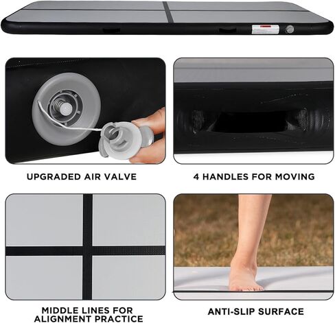 Inflatable Air Gymnastics Tumbling Mat 6ft 10ft 13ft 16ft 20ft, Air Tumble Track Mat 4/8 inches Thickness with Electric Air Pump for Home Use Training Cheerleading Yoga Water Beach Park in Saudi Arabia