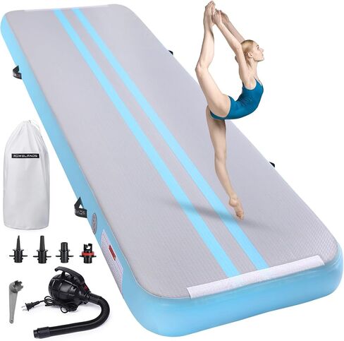 Inflatable Air Gymnastics Mat 10ft/13ft/16ft Tumbling Mats Training Mat Tumble Track Mats with Electric Air Pump for Home/Gym/Cheerleading/Beach/Outdoor Exercise (4 inches Thick) in Saudi Arabia