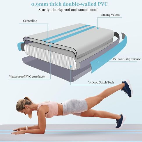Inflatable Air Gymnastics Mat 10ft/13ft/16ft Tumbling Mats Training Mat Tumble Track Mats with Electric Air Pump for Home/Gym/Cheerleading/Beach/Outdoor Exercise (4 inches Thick) in Saudi Arabia