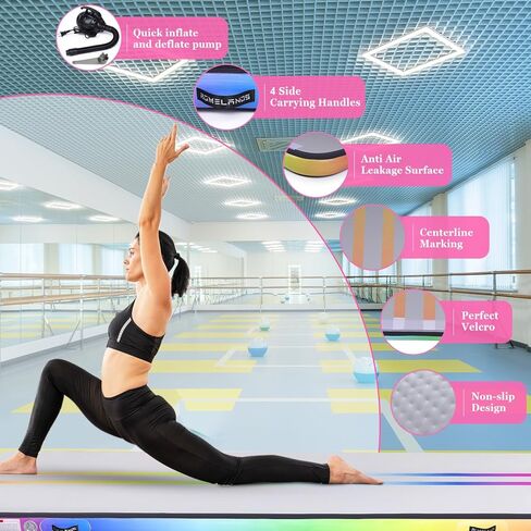 قابلة للنفخ في الهواء الجمباز حصيرة 10ft/13ft/16ft الحصير التدريب الحصير تعثر مع مضخة الهواء الكهربائية للمنزل/الصالة الرياضية/التشجيع/الشاطئ/في الهواء الطلق (سميكة 4 بوصات) in Kuwait