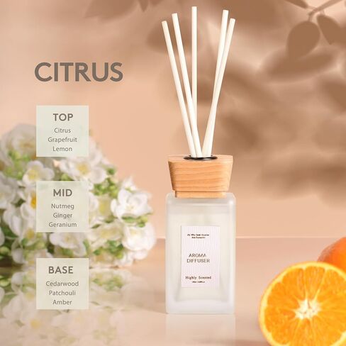 Reed Diffuser Set, 5.2 fl oz Sandalwood Reed Diffuser with Sticks, Reed Diffusers for Home Bedroom Apartment Bathroom Decor, Scented Diffuser Gift for Home Fragrance in Saudi Arabia