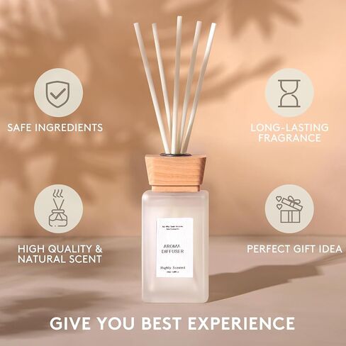 Reed Diffuser Set, 5.2 fl oz Sandalwood Reed Diffuser with Sticks, Reed Diffusers for Home Bedroom Apartment Bathroom Decor, Scented Diffuser Gift for Home Fragrance in Saudi Arabia