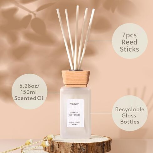 Reed Diffuser Set, 5.2 fl oz Sandalwood Reed Diffuser with Sticks, Reed Diffusers for Home Bedroom Apartment Bathroom Decor, Scented Diffuser Gift for Home Fragrance in Saudi Arabia
