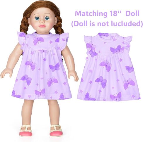 ICOSY Matching Doll & Girls Nightgowns Clothes Girls Pajamas Sleepwear Outfit for Kids and American 18" Girl Doll in Kuwait