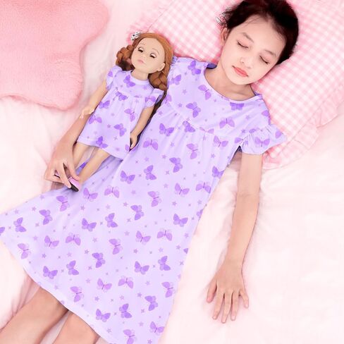 ICOSY Matching Doll & Girls Nightgowns Clothes Girls Pajamas Sleepwear Outfit for Kids and American 18" Girl Doll in Kuwait