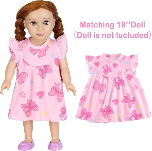 ICOSY Matching Doll & Girls Nightgowns Clothes Girls Pajamas Sleepwear Outfit for Kids and American 18" Girl Doll in Saudi Arabia
