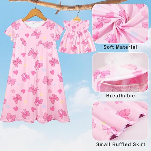ICOSY Matching Doll & Girls Nightgowns Clothes Girls Pajamas Sleepwear Outfit for Kids and American 18" Girl Doll in Saudi Arabia