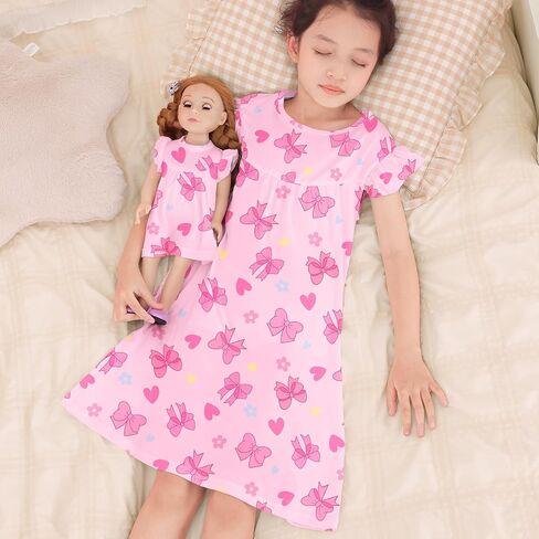 ICOSY Matching Doll & Girls Nightgowns Clothes Girls Pajamas Sleepwear Outfit for Kids and American 18" Girl Doll in Saudi Arabia