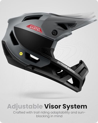 Outdoormaster Mips Full Face Mountain Bike خوذة للرجال والنساء - وسادة ذقن قابلة للإزالة ، تهوية خفيفة الوزن - سباق Downhill DH BMX MTB in Kuwait