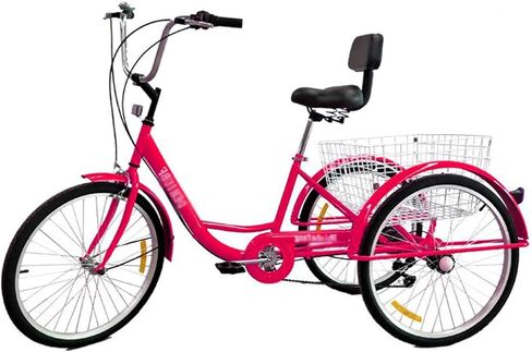 Three Wheel Bike 24in Adult Tricycle Comfort Bicycles Bike with Shopping Basket Cruise Trike 3Wheel+Seat Backrest for Recreation Shopping Picnics Exercise Men's Women's Cycling Pedalling in Kuwait