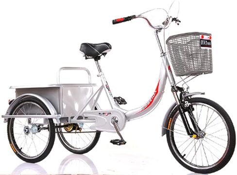 Three Wheel Bike 20 Inch Comfort Bicycles Adult Tricycle with Seat Backrest & Rear Basket 3 Wheel Bicycle for Seniors Load 200KG Cycling Pedalling in Saudi Arabia