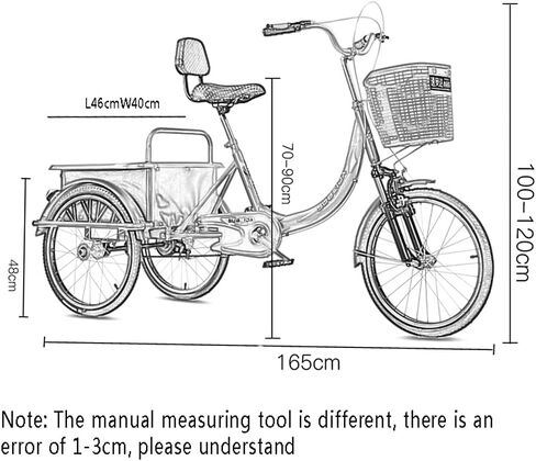 Three Wheel Bike 20 Inch Comfort Bicycles Adult Tricycle with Seat Backrest & Rear Basket 3 Wheel Bicycle for Seniors Load 200KG Cycling Pedalling in Saudi Arabia