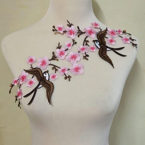1PAIR QUINK SAKURA FLOWER EMBROIDERY IRON على بقع زين (حمراء H) in Kuwait