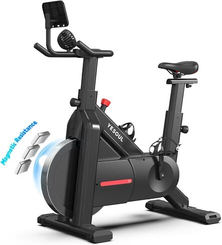 YESOUL Self Powered Exercise Bike with Exclusive Smart App, Adjustable Magnetic Resistance & 300lbs Capacity, Indoor Stationary Cycling Bike with Stable Triangle Frame, Scenic Rides & Live Classes for Home Workouts in Kuwait