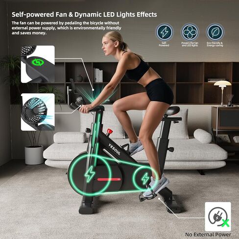 YESOUL Self Powered Exercise Bike with Exclusive Smart App, Adjustable Magnetic Resistance & 300lbs Capacity, Indoor Stationary Cycling Bike with Stable Triangle Frame, Scenic Rides & Live Classes for Home Workouts in Kuwait