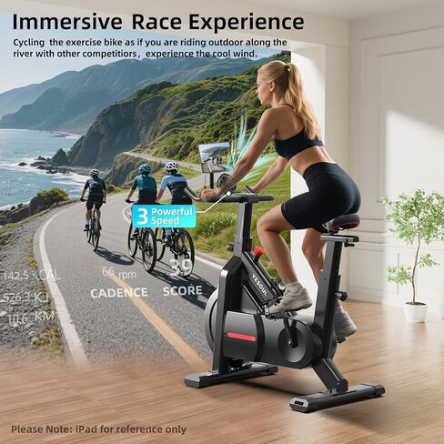 YESOUL Self Powered Exercise Bike with Exclusive Smart App, Adjustable Magnetic Resistance & 300lbs Capacity, Indoor Stationary Cycling Bike with Stable Triangle Frame, Scenic Rides & Live Classes for Home Workouts in Kuwait