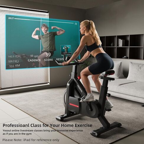 YESOUL Self Powered Exercise Bike with Exclusive Smart App, Adjustable Magnetic Resistance & 300lbs Capacity, Indoor Stationary Cycling Bike with Stable Triangle Frame, Scenic Rides & Live Classes for Home Workouts in Kuwait
