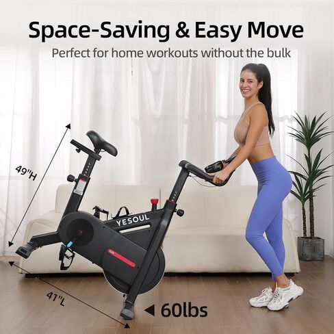 YESOUL Self Powered Exercise Bike with Exclusive Smart App, Adjustable Magnetic Resistance & 300lbs Capacity, Indoor Stationary Cycling Bike with Stable Triangle Frame, Scenic Rides & Live Classes for Home Workouts in Kuwait