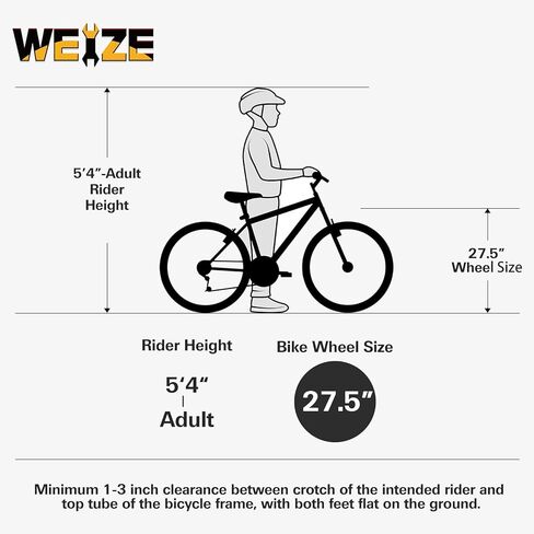 دراجة Weize Mountain ، 27.5 27.5 بوصة دراجات هجينة في الهواء الطلق ، 18 سرعة/عالي الكربون/تعليق كامل مزدوج ، مقعد مريح قابل للتعديل للرجال للنساء البالغين ، دراجة MTB مع شوكة التعليق ، ألوان أنيق in Kuwait