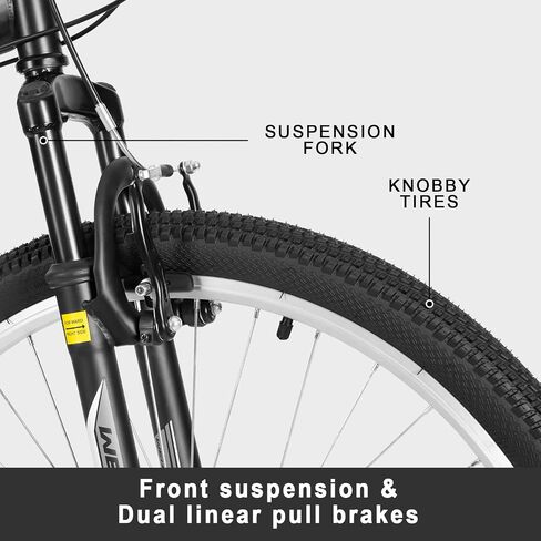 WEIZE Mountain Bike, 26 27.5 inch Outdoor Hybrid Bikes,18-Speed/High-Carbon Steel/Dual Full Suspension, Adjustable Ergonomic Seat for Men Women Adult, MTB Bicycle with Suspension Fork,Sleek Colors in Saudi Arabia