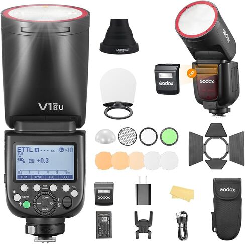Godox V1Pro S with AKR1 Kit External Flash SU-1 V1Pro TTL Flash for Sony Camera 2980mAh 76W Battery Flash 1/8000s HSS 1.3s Recycle Time 2.4G Wireless HSS 500 Full Power Flashes in Kuwait