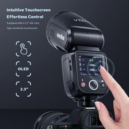Godox V100-C إصدار الولايات المتحدة الأمريكية إصدار اللمس الكاميرا فلاش Flash Speedlite V100-Cu لـ Canon ، 2.4G X اللاسلكي HSS 100WS Speedlight Flash لـ Canon 6d 7d 50d 60d 500d 550d 600d 650d 1000d 1100d 1dx 580ex II 5d Mark in Kuwait