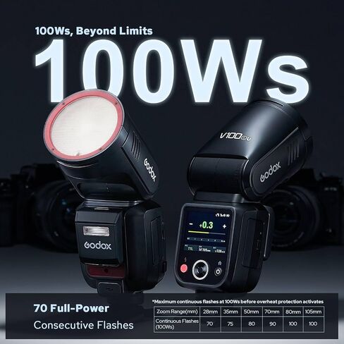 Godox V100-C إصدار الولايات المتحدة الأمريكية إصدار اللمس الكاميرا فلاش Flash Speedlite V100-Cu لـ Canon ، 2.4G X اللاسلكي HSS 100WS Speedlight Flash لـ Canon 6d 7d 50d 60d 500d 550d 600d 650d 1000d 1100d 1dx 580ex II 5d Mark in Kuwait