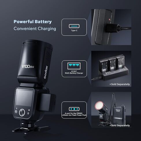 Godox V100-C إصدار الولايات المتحدة الأمريكية إصدار اللمس الكاميرا فلاش Flash Speedlite V100-Cu لـ Canon ، 2.4G X اللاسلكي HSS 100WS Speedlight Flash لـ Canon 6d 7d 50d 60d 500d 550d 600d 650d 1000d 1100d 1dx 580ex II 5d Mark in Kuwait