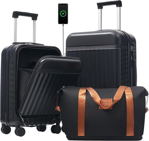 Merax Luggage Sets of 3 Piece Carry on Suitcase Airline Approved,Hard Case Expandable Spinner Wheels(White Pink) in Saudi Arabia