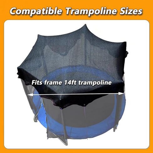 Trampoline Shade Cover 90% Shading Ratio Black Sunshade Tent Top Cover 10ft 12ft 14ft for Round Trampoline, Easy to Install for Backyard Playground, Sunproof Net for Outdoor, Tent Only (Fits 10-12FT) in Kuwait