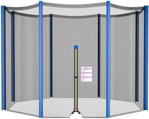 Trampoline Net Replacement 10FT 12FT 14FT 15FT 16FT Netting Replacement for Round Frame Trampolines Enclosure Net 6 Poles 8 Straight Poles Sleeve Zipper Protection Buckles in Kuwait