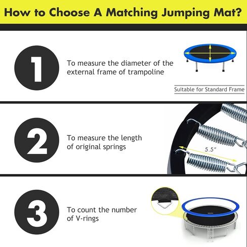 Giantex Replacement Trampoline Mat, High-Elastic PP Weather-Resistant Mat Fits 8 10 12 14 16ft Round Frame, Spring Not Included in Kuwait