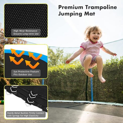 Giantex Replacement Trampoline Mat, High-Elastic PP Weather-Resistant Mat Fits 8 10 12 14 16ft Round Frame, Spring Not Included in Kuwait