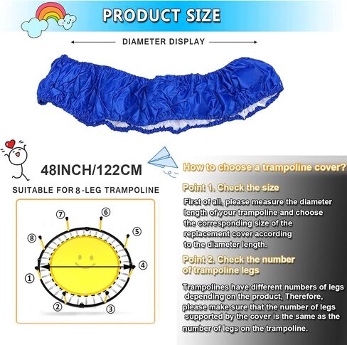 Mini Trampoline Covers, 36 38 40 48 inch Small Trampoline Spring Cover, Round Trampoline Replacement 600D Odor-Free Tear-Resistant Oxford Cloth Easy to Install Replacement, Multiple Size in Saudi Arabia