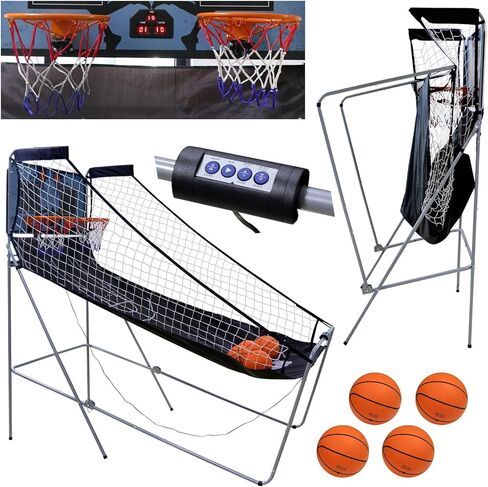 Nova Microdermabrasion Foldable Indoor Basketball Arcade Game Double Shot 2 Player W/ 4 Balls, Electronic Scoreboard and Inflation Pump in Kuwait