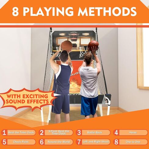 Premium Foldable Basketball Arcade Game, 2 Player Dual Shot Electronic Arcade Game w/LCD Scoreboard, 4 Balls, 2 Hoops & Air Pump, Foldable Indoor Basketball Game (Upgraded Thickened White) in Saudi Arabia