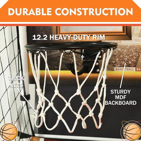 Premium Foldable Basketball Arcade Game, 2 Player Dual Shot Electronic Arcade Game w/LCD Scoreboard, 4 Balls, 2 Hoops & Air Pump, Foldable Indoor Basketball Game (Upgraded Thickened White) in Saudi Arabia