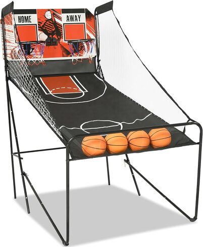 Premium Foldable Basketball Arcade Game, 2 Player Dual Shot Electronic Arcade Game w/LCD Scoreboard, 4 Balls, 2 Hoops & Air Pump, Foldable Indoor Basketball Game (Upgraded Thickened White) in Saudi Arabia