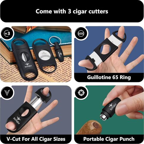 Roygra Outdoor Viros Descray (مقياس خاتم كبير) مع 3 قطع سيجار لجميع السيجار ، 5.9 × 5.9 × 1.5 '' صينية رماد غير قابلة للكسر مع 4 راحة للفناء ، خارج ، داخلي ، ديكور المنزل (أسود) in Kuwait