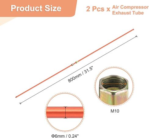 uxcell 2pcs أنبوب عادم ضاغط الهواء ، 3/8 "Thread DIA 23" طول سداسي الأنسجة أنبوب هواء أنبوب الهواء أجهزة أجهزة أجهزة أجهزة أجهزة أجهزة (لكمة ومفهمة) in Kuwait