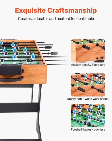 VEVOR Foosball Table 42/48/55 in Foosball Table Indoor Full Size Foosball Tables for Home, Family, and Game Room, Durable Soccer Set, Includes 2/4 Balls, Score Keeper, and 2 Cup Holders in Saudi Arabia