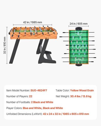 VEVOR Foosball Table 42/48/55 in Foosball Table Indoor Full Size Foosball Tables for Home, Family, and Game Room, Durable Soccer Set, Includes 2/4 Balls, Score Keeper, and 2 Cup Holders in Saudi Arabia