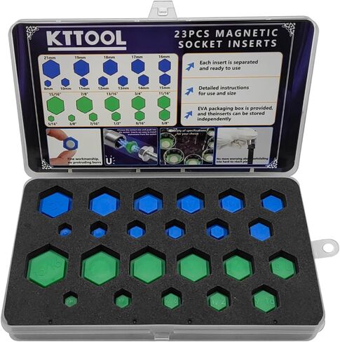 21 Pcs New SAE and Metric Magnetic Socket Inserts Tool Set, 5/16" - 7/8", 8mm - 19mm Universal Magnetic Socket Insert in Saudi Arabia