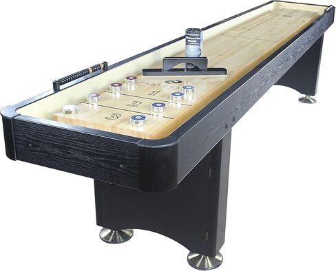 Playcraft Woodbridge Shuffleboard Table with Storage Cabinet - Shuffle Board Game Table Set with Matching Abacus, 8 Pucks, Brush & Wax (Made in USA) - Pro Style Climate Adjusters in Kuwait