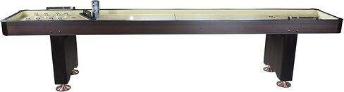 Playcraft Woodbridge Shuffleboard Table مع خزانة تخزين - طاولة ألعاب خلط ورق اللعب مع مواكبة مطابقة Abacus ، 8 كرات ، فرشاة وشمع (صنع في الولايات المتحدة) - Pro Style Climate Favers in Kuwait