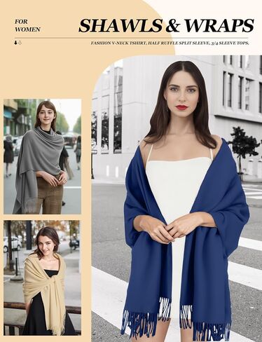 AURUZA Shawls and Wraps for Evening Dresses, Pashmina Shawls for Wedding Party, Softable Shawl Wraps Scarf for Women, Large Winter Scarves for Gift Travel Office Skiing Causal Life White in Saudi Arabia
