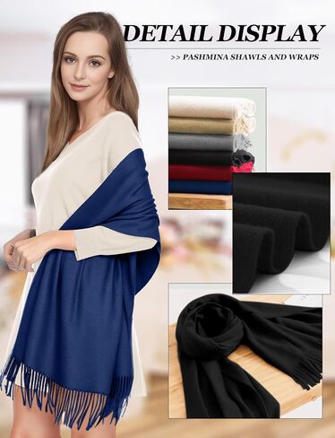AURUZA Shawls and Wraps for Evening Dresses, Pashmina Shawls for Wedding Party, Softable Shawl Wraps Scarf for Women, Large Winter Scarves for Gift Travel Office Skiing Causal Life White in Saudi Arabia